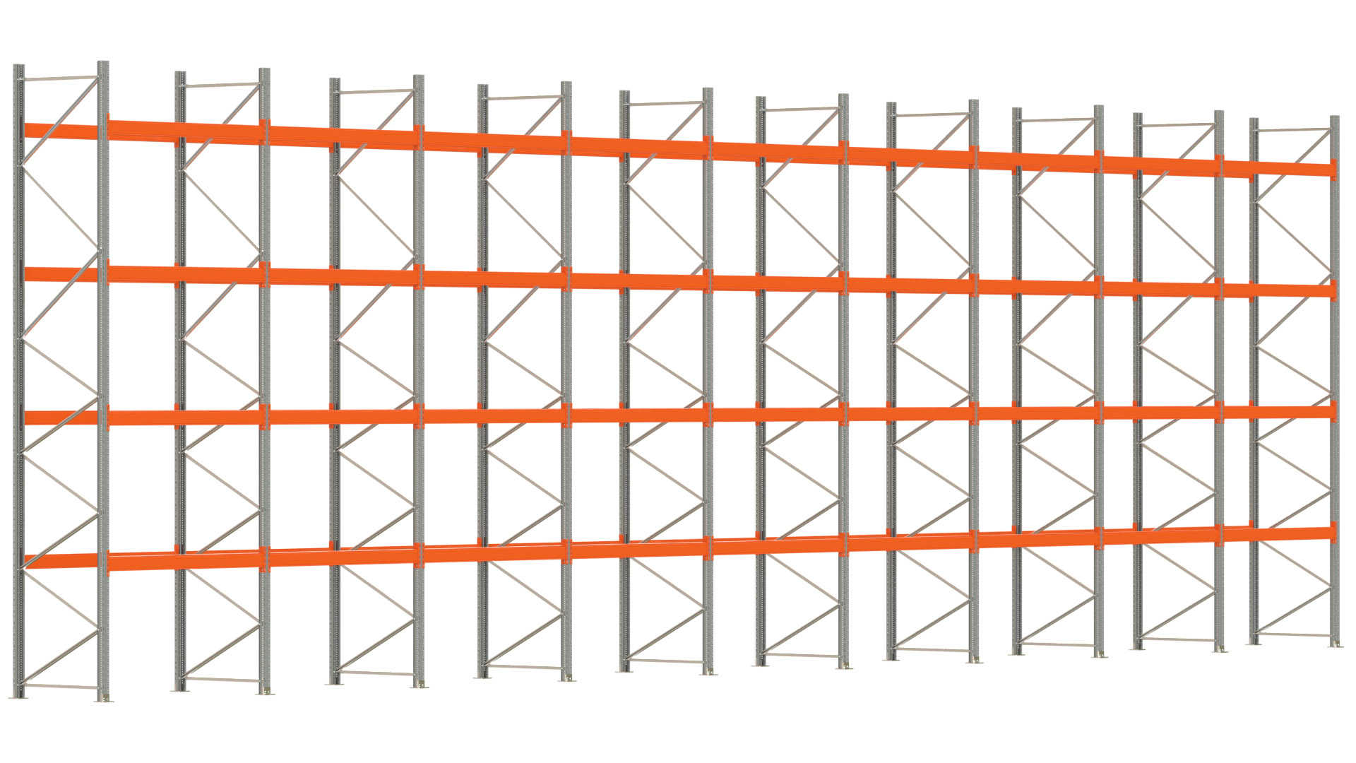 Palettenregal ARTUS - Breite 1795 cm - Höhe 550 cm - Tiefe 110 cm - Fachlast 3000 kg - 90 Palettenstellplätze