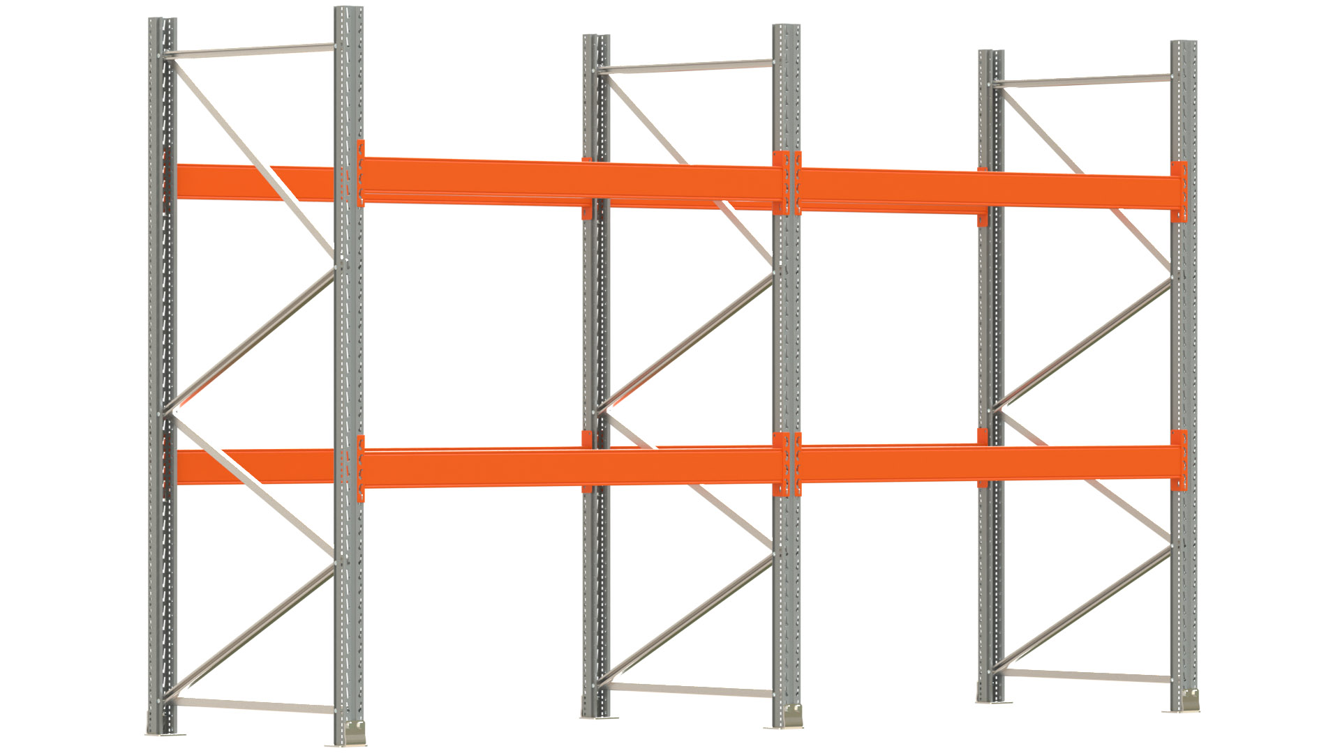 Palettenregal ARTUS - Breite 405,5 cm - Höhe 250 cm - Tiefe 110 cm - 2 Träger-Ebenen - max. Fachlast 2000 kg - 12 Palettenstellplätze