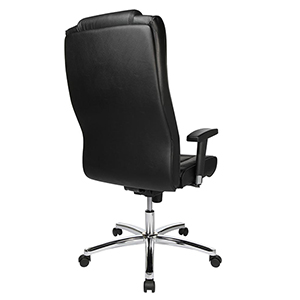 Bürostuhl, Chefsessel, Sitz-BxTxH 520x480x420-510 mm, Lehnenh. 680 mm, Sychronm., Sitz mit Knierolle, Leder, schwarz, inkl. Armlehnen