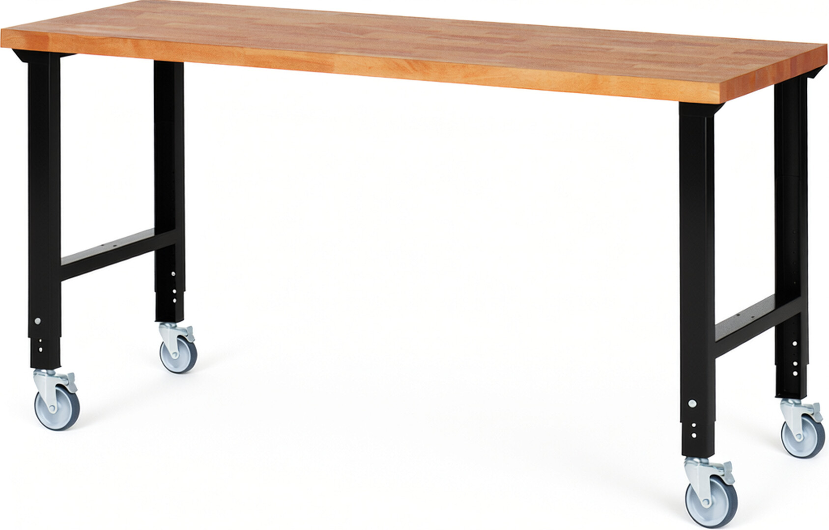 RAU Werkbank schwarz - Breite 200 cm - Tiefe 70 cm - Höhe 100 cm - Buche-Massiv Arbeitsplatte 40 mm