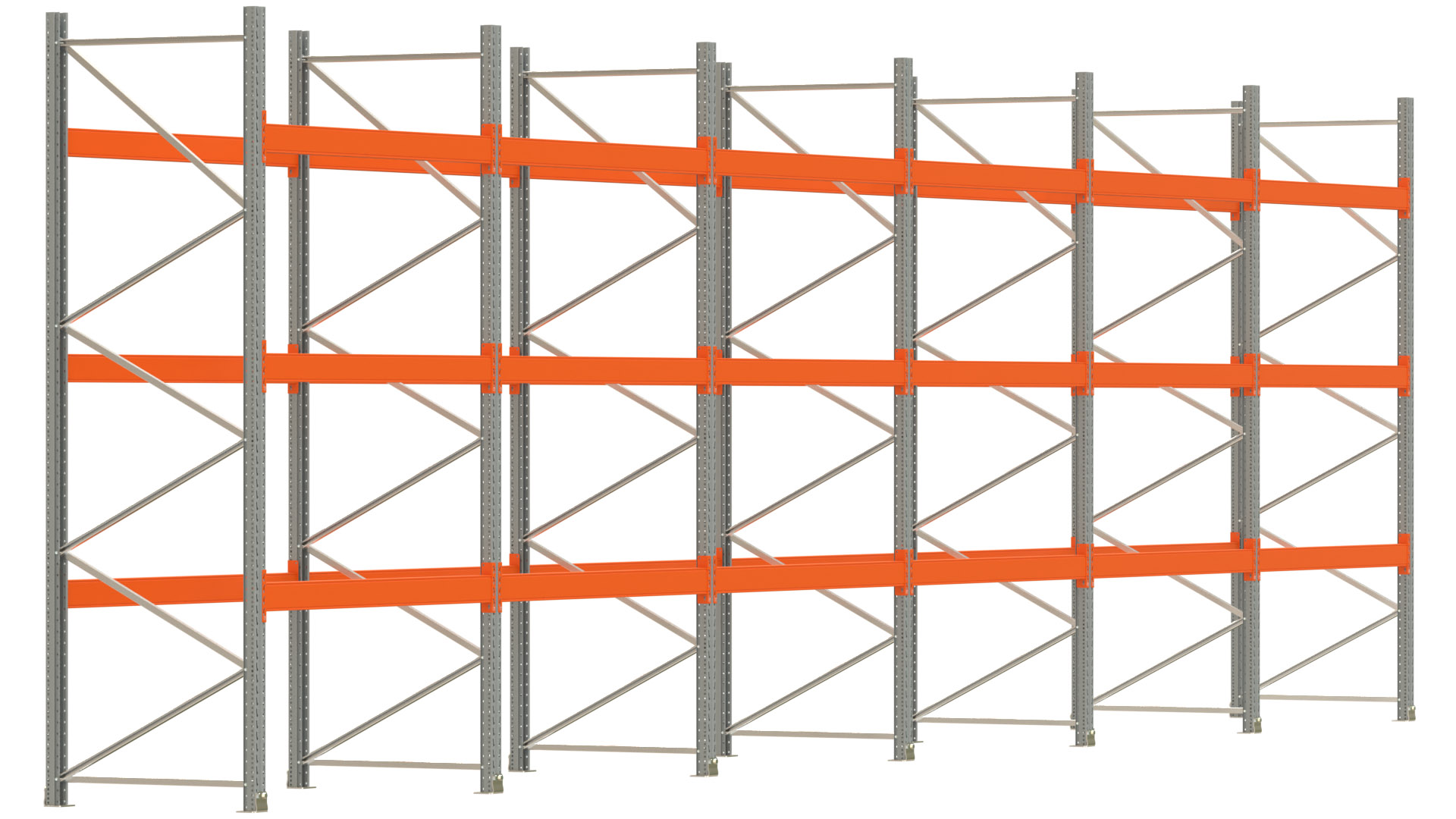 Palettenregal ARTUS - Breite 1199,5 cm - Höhe 350 cm - Tiefe 110 cm - Fachlast 3000 kg - 48 Palettenstellplätze