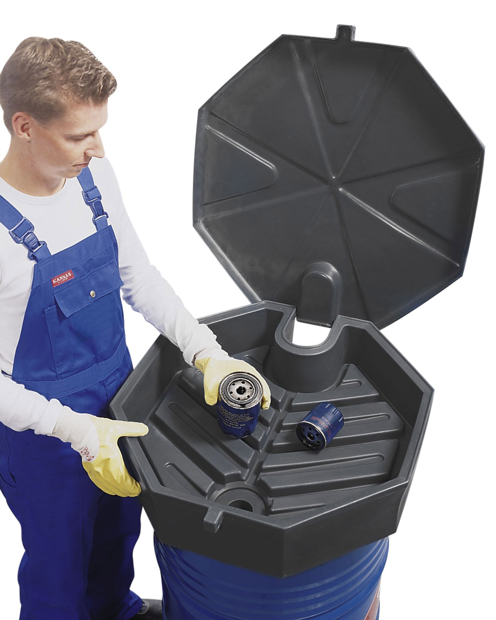 Achteckiger Fasstrichter aus Polyethylen, Durchm.xH 690x190 mm