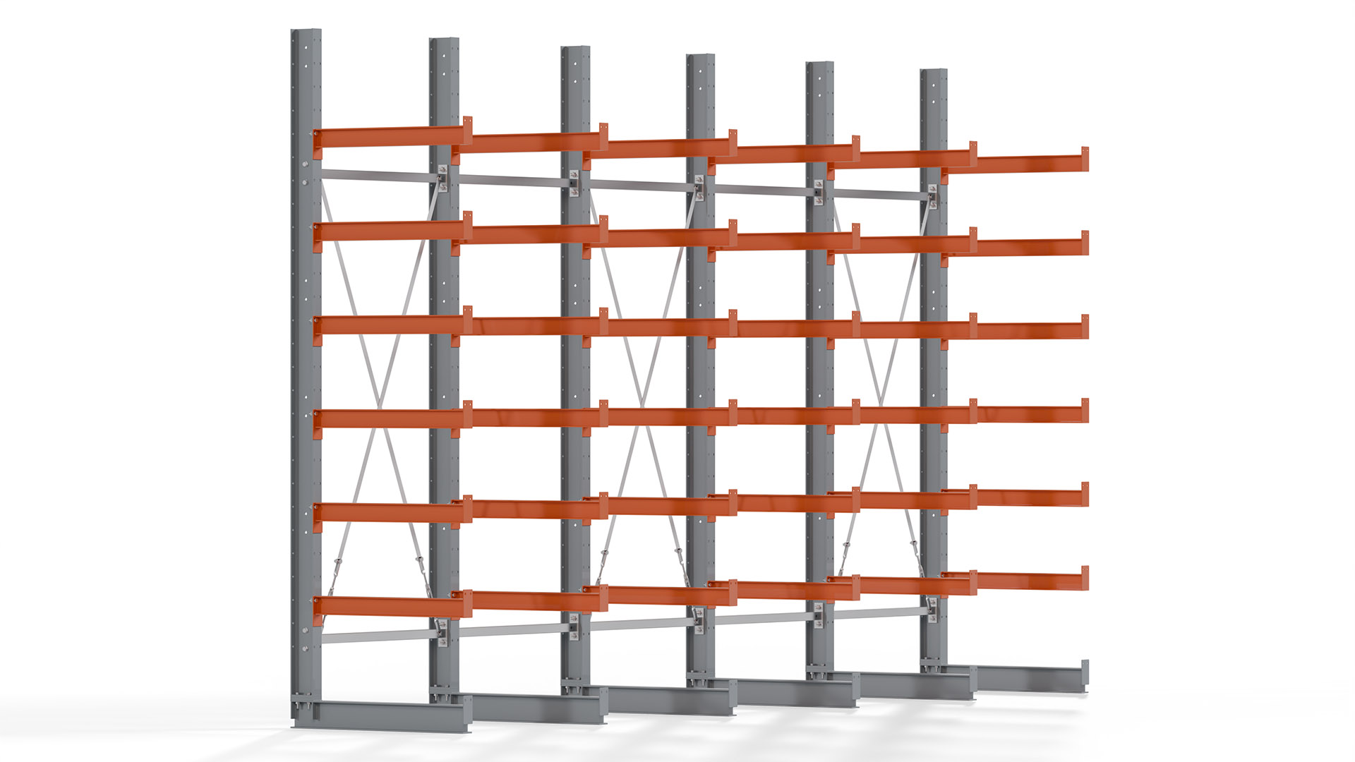 Kragarmregal KARL basic - lackiert - Breite: 500 cm - Höhe: 300 cm - Tiefe: 80 cm - Traglast je Kragarm: 550 kg - einseitig