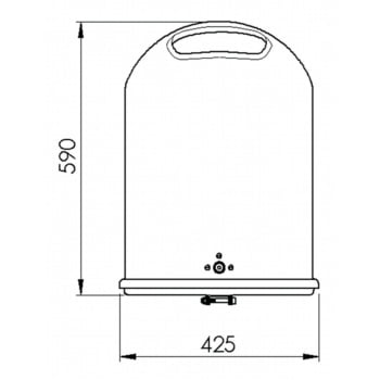 Ovaler Abfallbehälter mit Federklappe - mit Aufkleber - Pfosten-/Wandmontage - 45l - kobaltblau