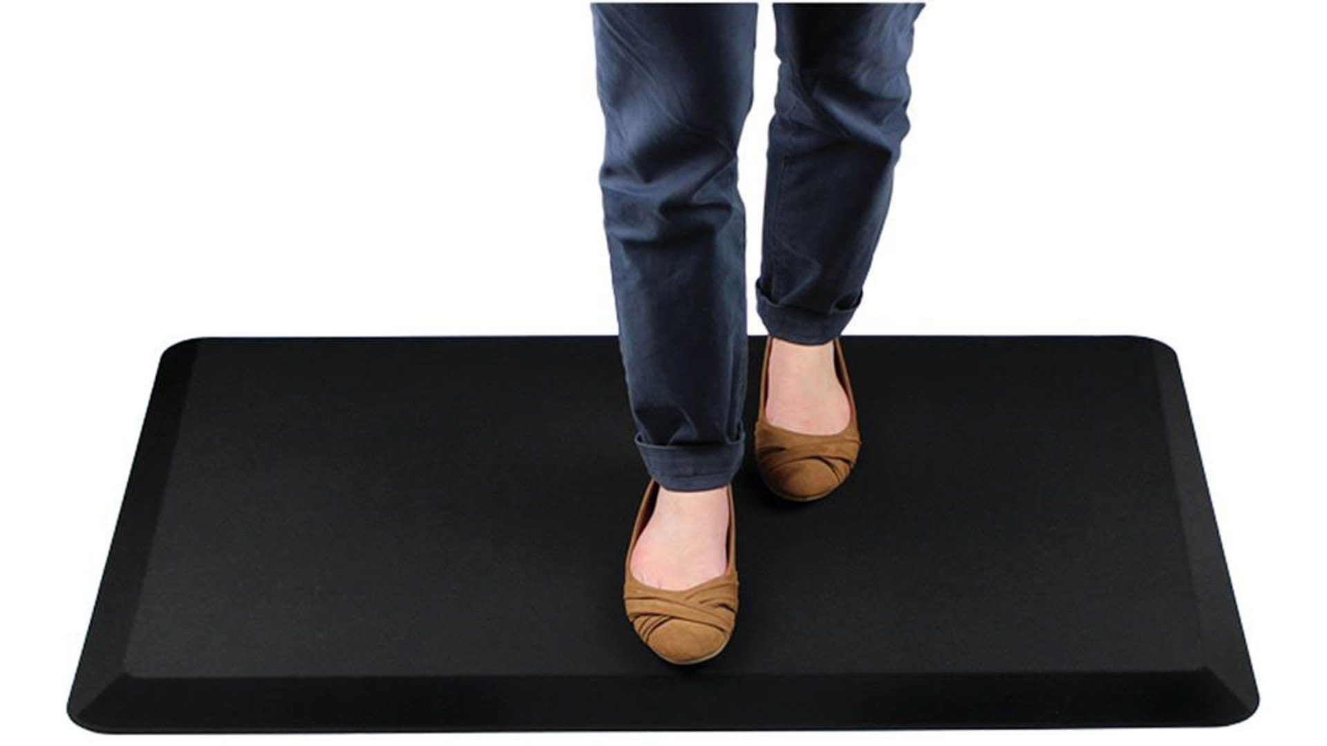 Arbeitsplatzmatte, Anti-Ermüdungsmatte für Sitz-/Steharbeitsplätze, BxT 1000x500 mm, PU mit Polyesterüberzug, anti-mikrobiell, schwarz