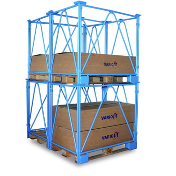 Palettenaufsatzrahmen für Industriepalette - 2.000 kg - Höhe 800 mm - 3-fach stapelbar - Diagonalstreben - lichtblau