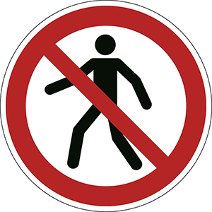 Sicherheitskennzeichen, selbstklebend, Für Fußgänger verboten, Durchm. 430 mm