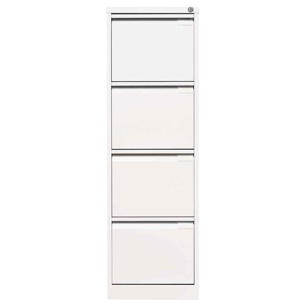 Hängeregisterschrank, BxTxH 413x622x1321 mm, einbahnig, 4 Schubladen, Griffleiste, verkehrsweiß