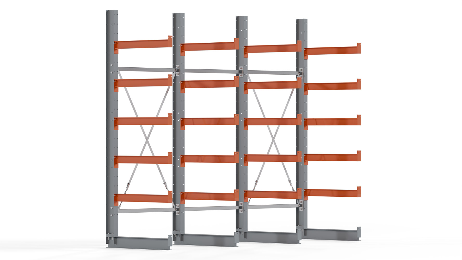 Kragarmregal KARL basic - lackiert - Breite: 300 cm - Höhe: 250 cm - Tiefe: 80 cm - Traglast je Kragarm: 550 kg - einseitig