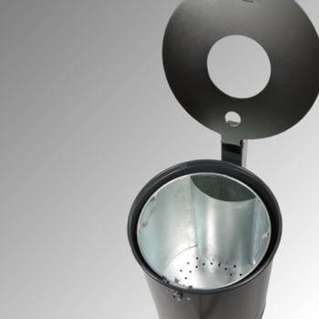 Abfallbehälter mit Pfosten - Edelstahldeckel - 50 l - mit Ascher - kobaltblau