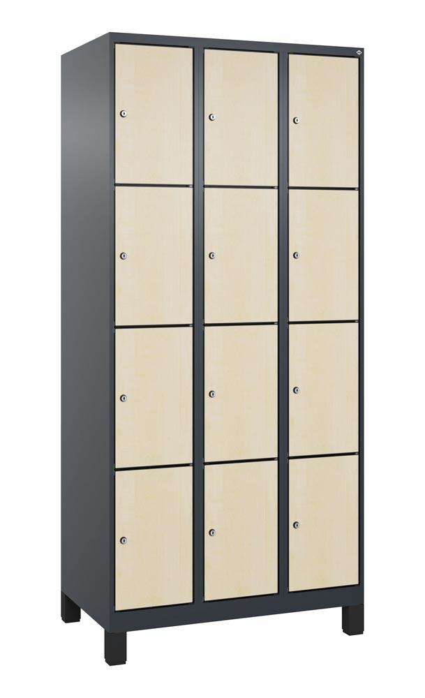 Fächerschrank mit MDF Türen, Breite 90 cm, Höhe 195 cm, Tiefe 50 cm, 12 Fächer
