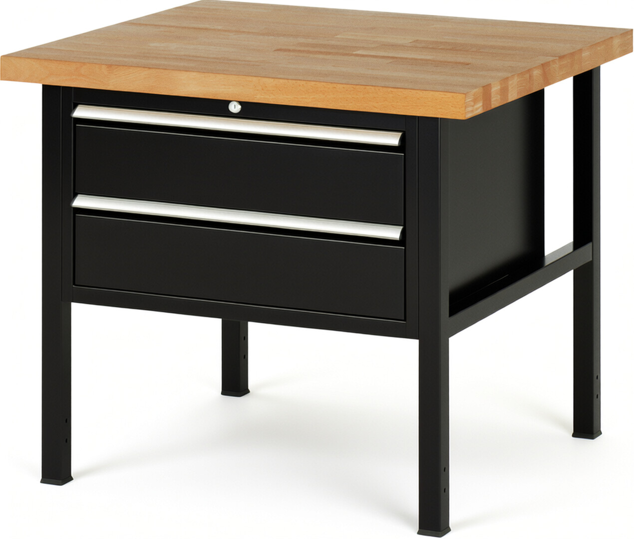 RAU Werkbank schwarz - Breite 100 cm - Tiefe 90 cm - Höhe 104 cm - Buche-Massiv Arbeitsplatte 40 mm