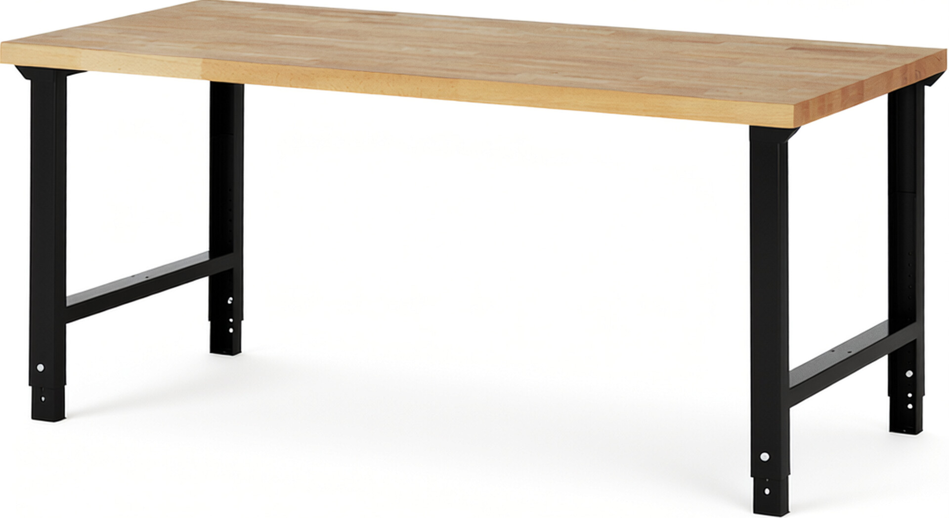 Werkbank Modell 7000 schwarz, BxTxH 2000x900x790-1140 mm,  Buche-Massiv Arbeitsplatte 40 mm