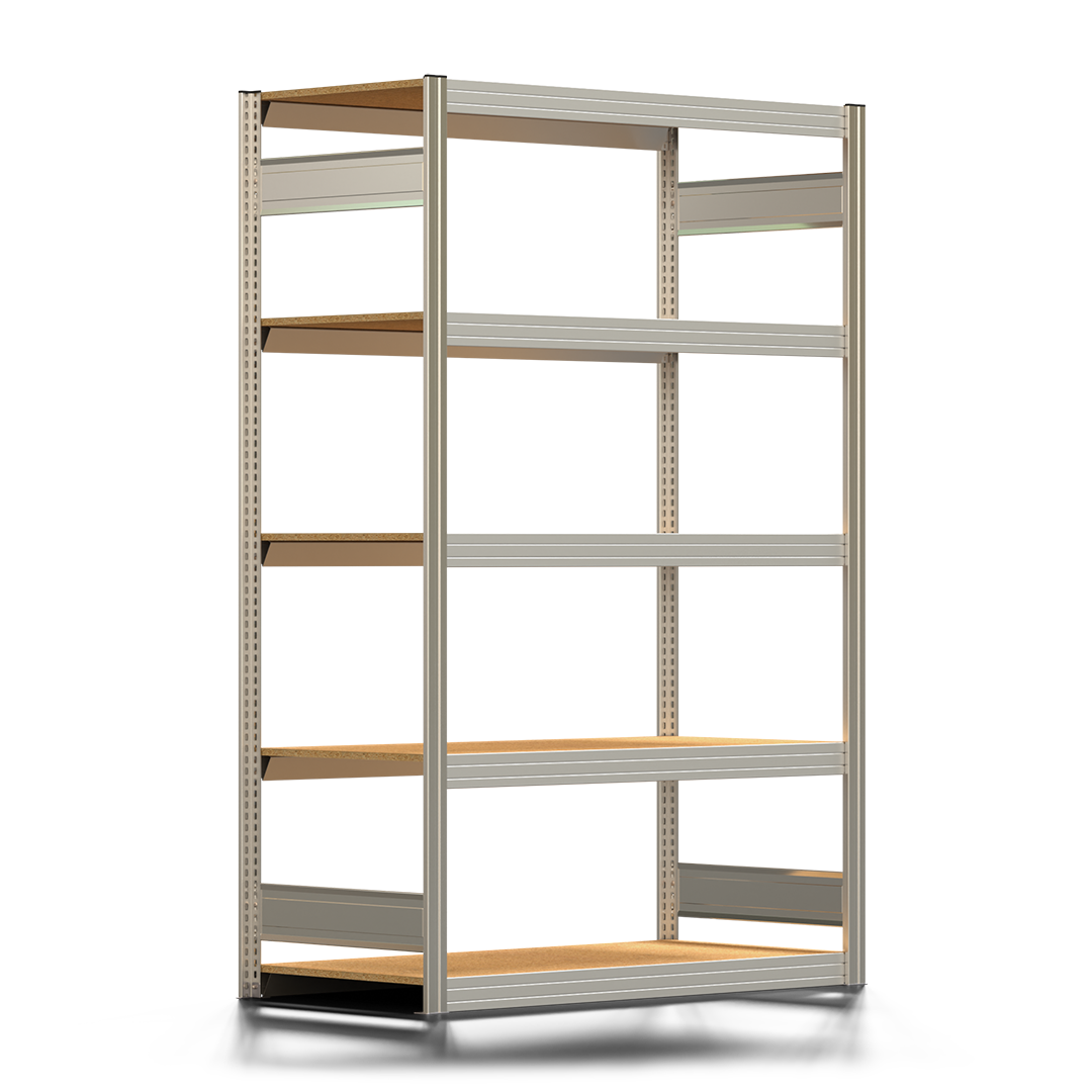 Fachbodenregal BERT - Breite: 128,5 cm - Tiefe: 60 cm - Höhe: 200 cm - 5 Böden - Grundregal