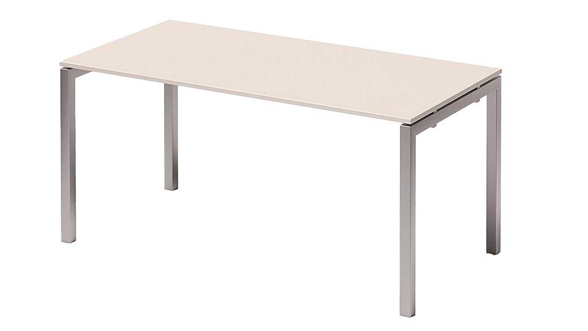 Schreibtisch, BxTxH 1600x800x740 mm, 4 Fuß-Gestell, Dekor grauweiß, Gestell silber