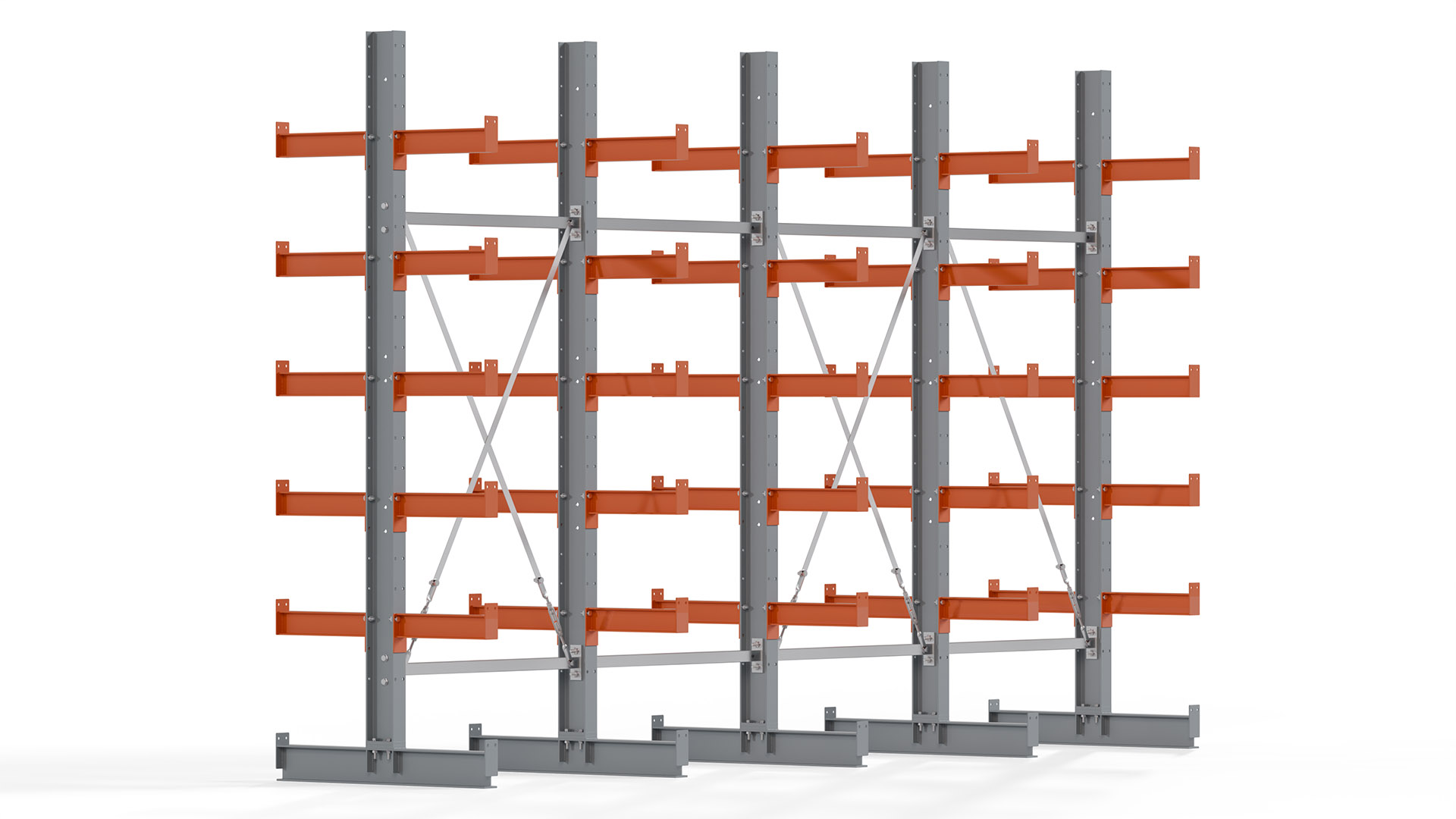 Kragarmregal KARL basic - lackiert - Breite: 400 cm - Höhe: 250 cm - Tiefe: 40 cm - Traglast je Kragarm: 1100 kg - beidseitig