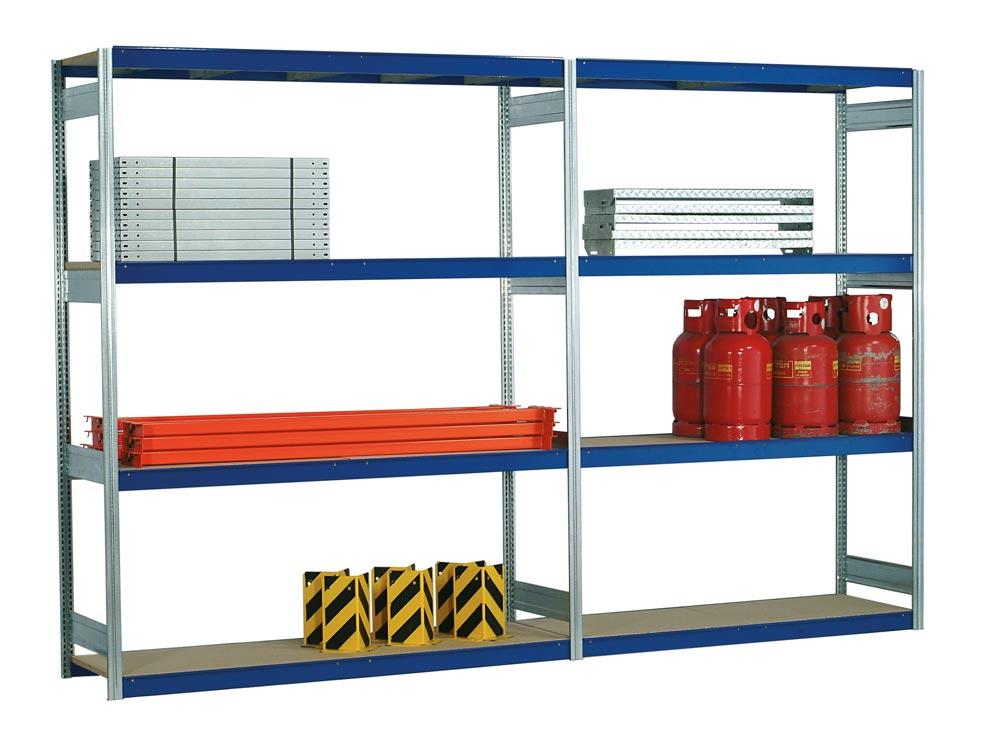 Weitspannregal EMMA - Breite: 257 cm - Tiefe: 80 cm - Höhe: 300 cm - 4 Böden - Anbaufeld