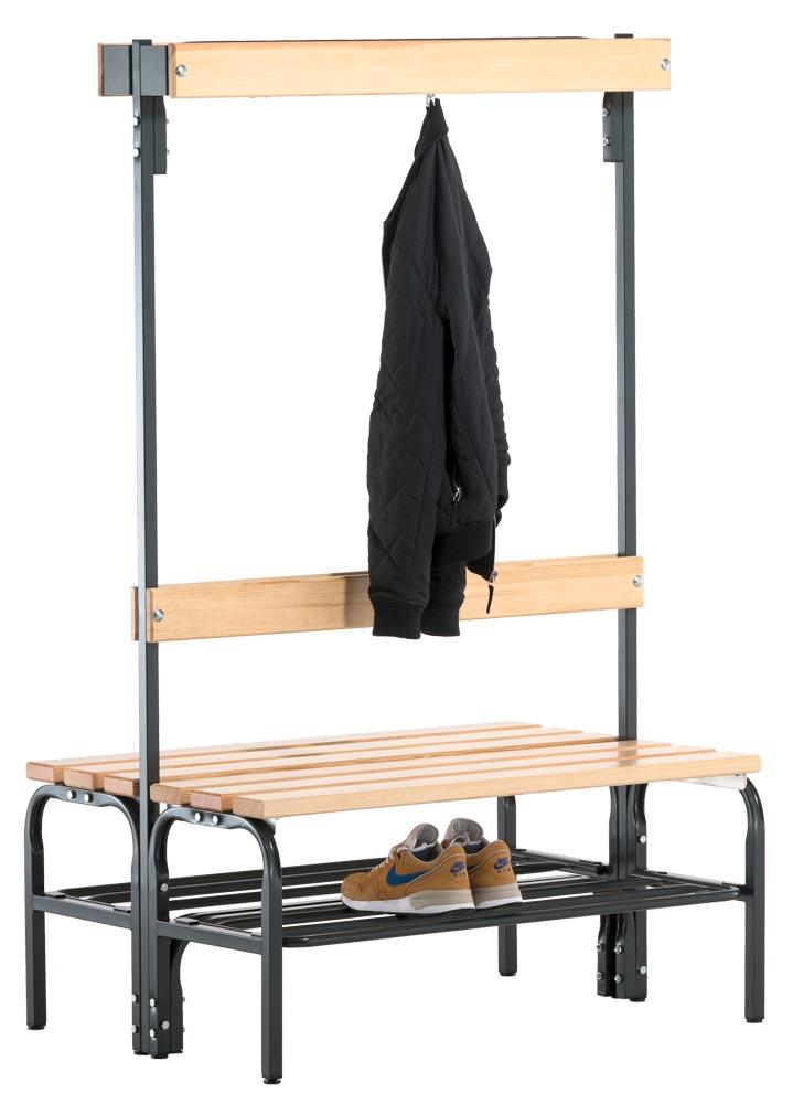 Garderobenbank, doppelseitig, Breite 101,5 cm, Höhe 165 cm, Tiefe 72,5 cm