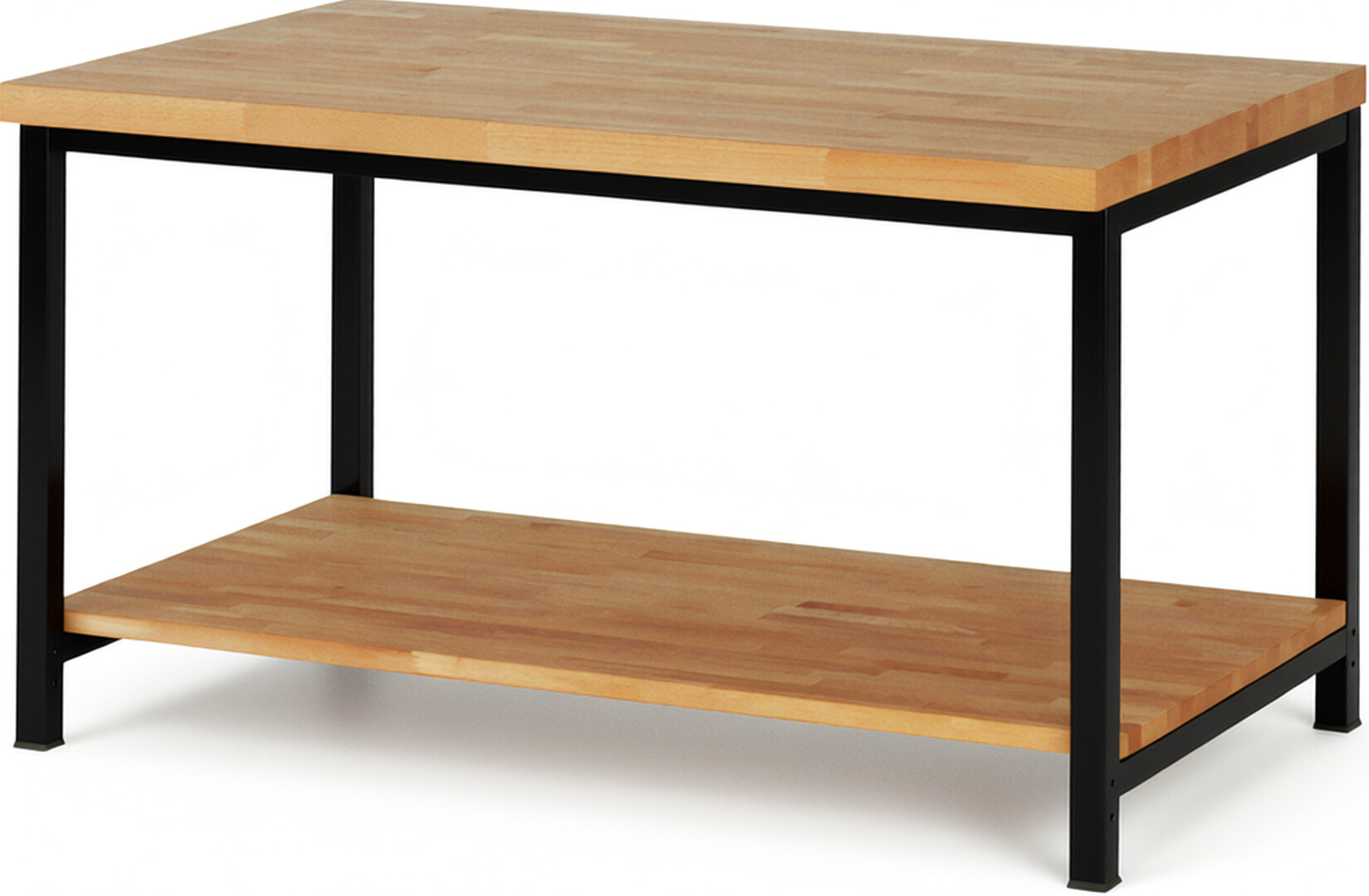 Werkbank Modell 8000 schwarz, BxTxH 1500x900x840-1040 mm,  Buche-Massiv Arbeitsplatte 40 mm