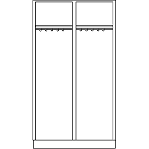Wäscheschrank m. Flügeltüren u. Sockel, Breite 100 cm, Höhe 180 cm, Tiefe 50 cm, 2 Fächer
