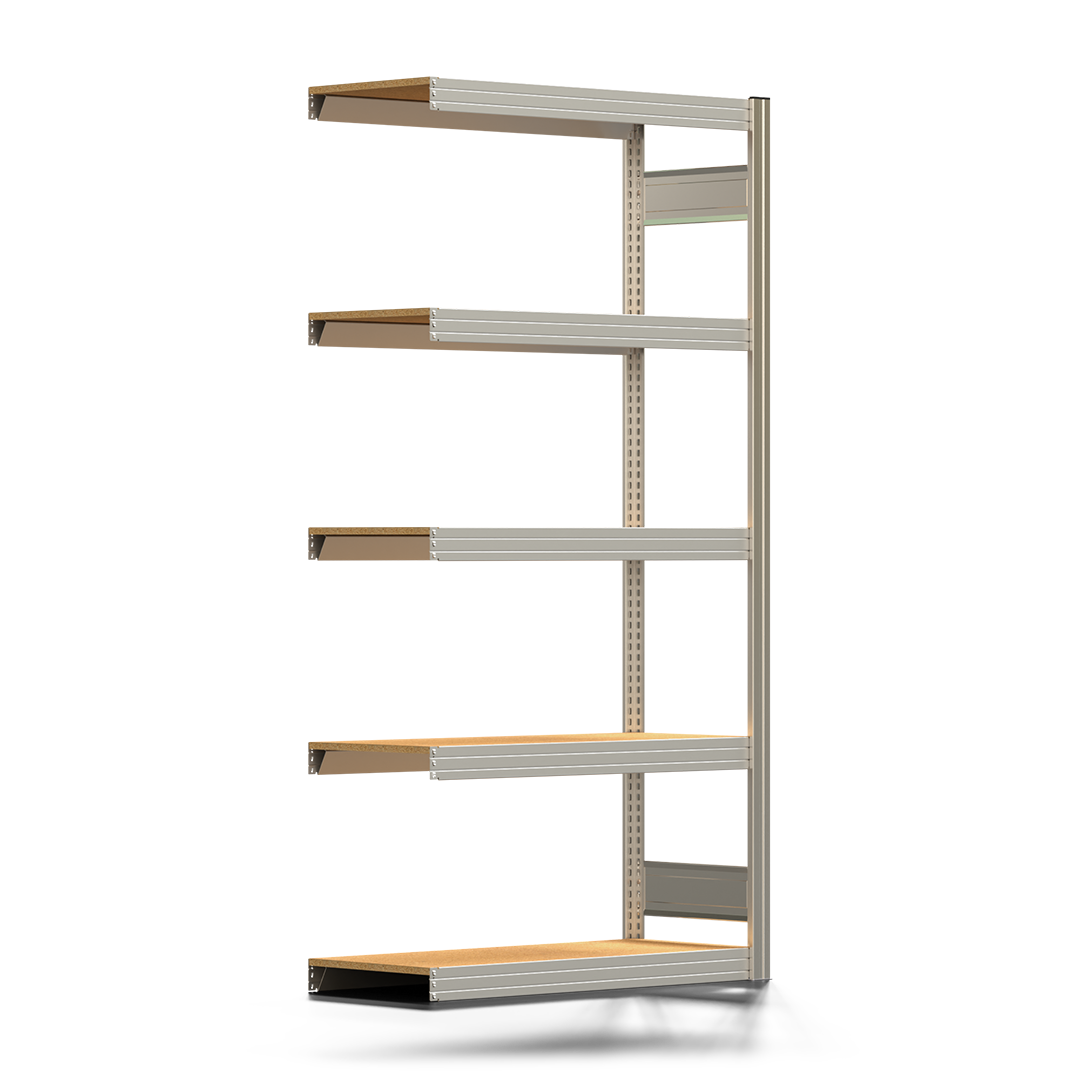 Fachbodenregal BERT - Breite: 100,5 cm - Tiefe: 40 cm - Höhe: 200 cm - 5 Böden - Anbauregal