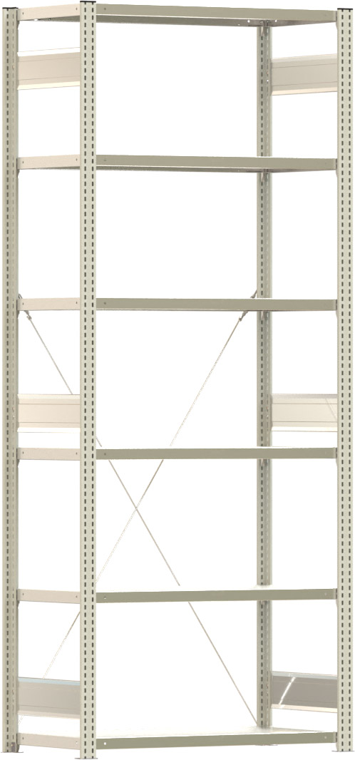 Fachbodenregal BERT - Breite: 100,5 cm - Tiefe: 50 cm - Höhe: 250 cm - 6 Böden - Grundregal