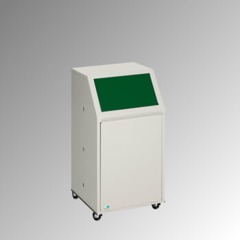 Wertstoffsammelgerät - fahrbar - 39 l - 800 x 400 x 400 mm (H x B x T) - Korpus kieselgrau - Einwurfklappe grün - Abfallbehälter