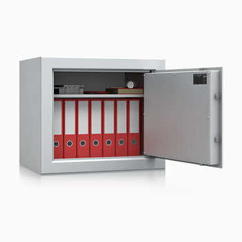 Massiver Aktentresor, Möbeltresor, Sicherheitsschrank, Safe zum Einbauen, VdS Klasse 1, Farbe lichtgrau, 1 Fachböden, 600 x 700 x 500 mm (BxT)