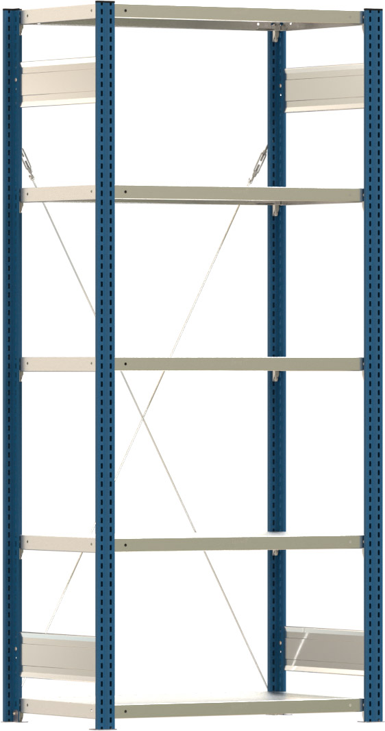 Fachbodenregal BERT - Breite: 87,5 cm - Tiefe: 50 cm - Höhe: 200 cm - 5 Böden - Grundregal