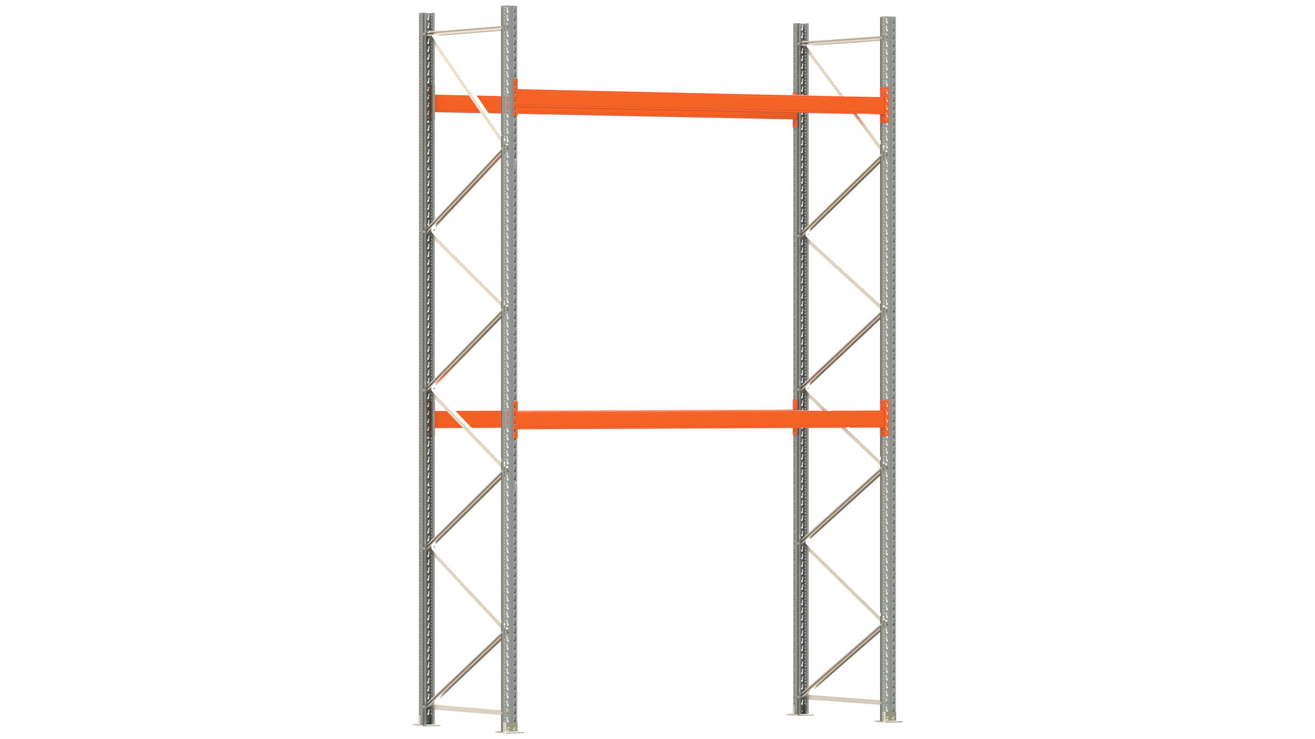 Palettenregal ARTUS - Breite 287 cm - Höhe 450 cm - Tiefe 110 cm - 2 Träger-Ebenen - Fachlast 2000 kg - 9 Palettenstellplätze