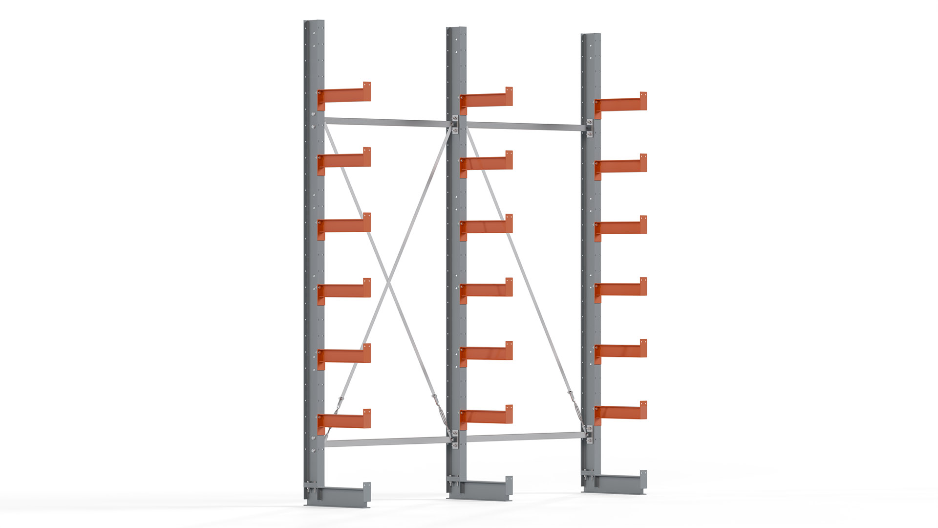 Kragarmregal KARL basic - lackiert - Breite: 256 cm - Höhe: 300 cm - Tiefe: 40 cm - Traglast je Kragarm: 1100 kg - einseitig