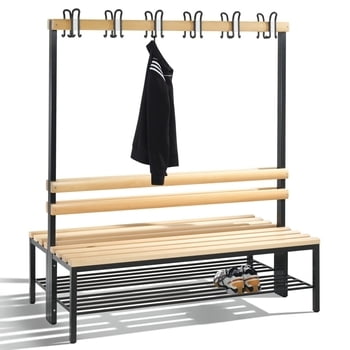 C+P Sitzbank für Umkleide und Garderobe, Breite 150 cm, Höhe 165 cm, Tiefe 75,6 cm
