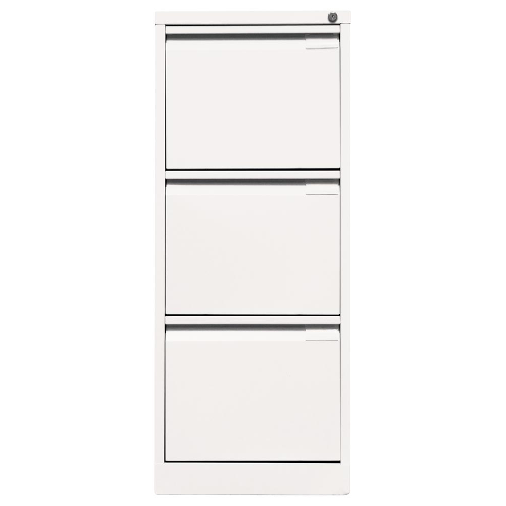 Hängeregisterschrank, BxTxH 413x622x1016 mm, einbahnig, 3 Schubladen, Griffleiste, verkehrsweiß