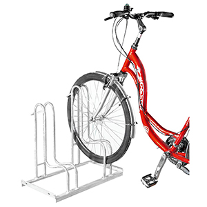 Fahrradständer - Standparker, Stahl verzinkt, einseitige Radeinstellung, Radabstand 350 mm, Hoch-/Tiefstellung, 2er Stand, Länge 700 mm