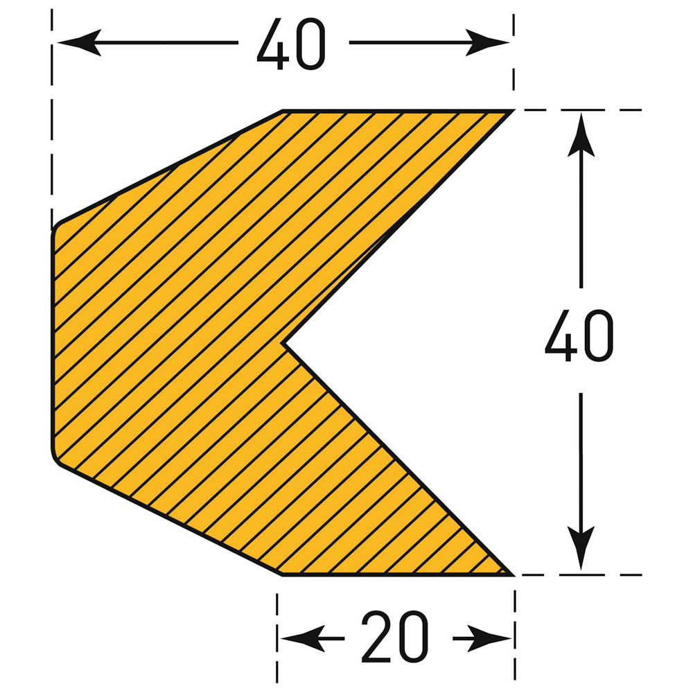 Kantenschutzprofil, Kantenschutz, Trapez, 40x40 mm,gelb/schwarz, magnetisch, L 1000 mm