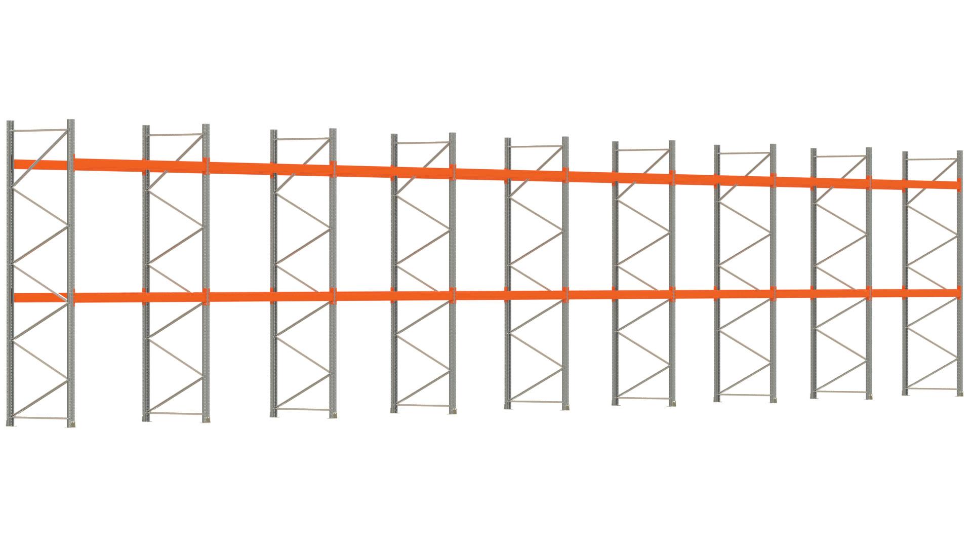 Palettenregal ARTUS - Breite 2236,5 cm - Höhe 400 cm - Tiefe 110 cm - Fachlast 3000 kg - 72 Palettenstellplätze