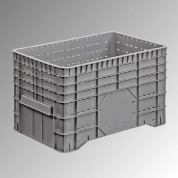 PE Palettenbox - 300 l - 580 x 1.020 x 640 mm (HxBxT) - Wände durchbrochen - grau