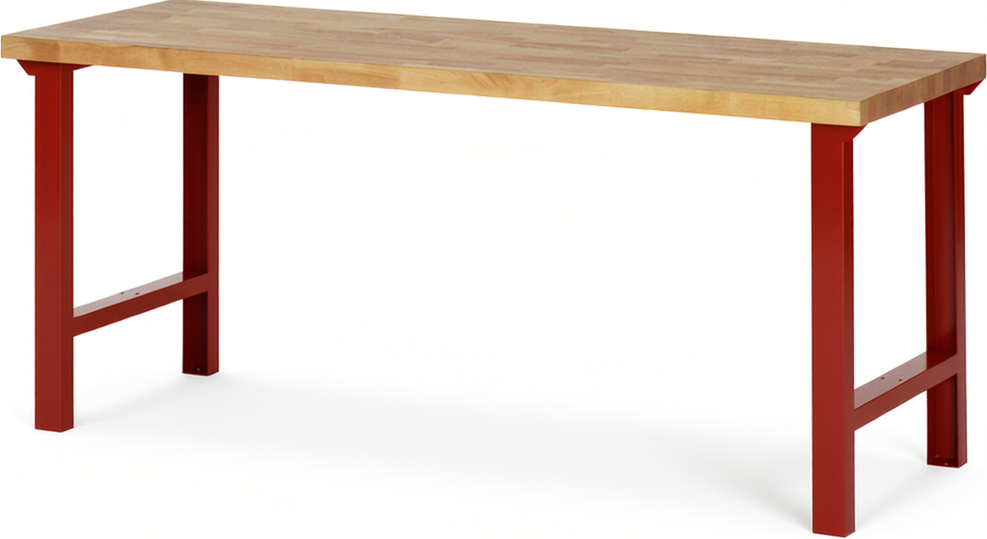Werkbank rot, Breite 200 cm, Tiefe 70 cm, Höhe 84 cm,  Platte: Buche-Massiv-Arbeitsplatte
