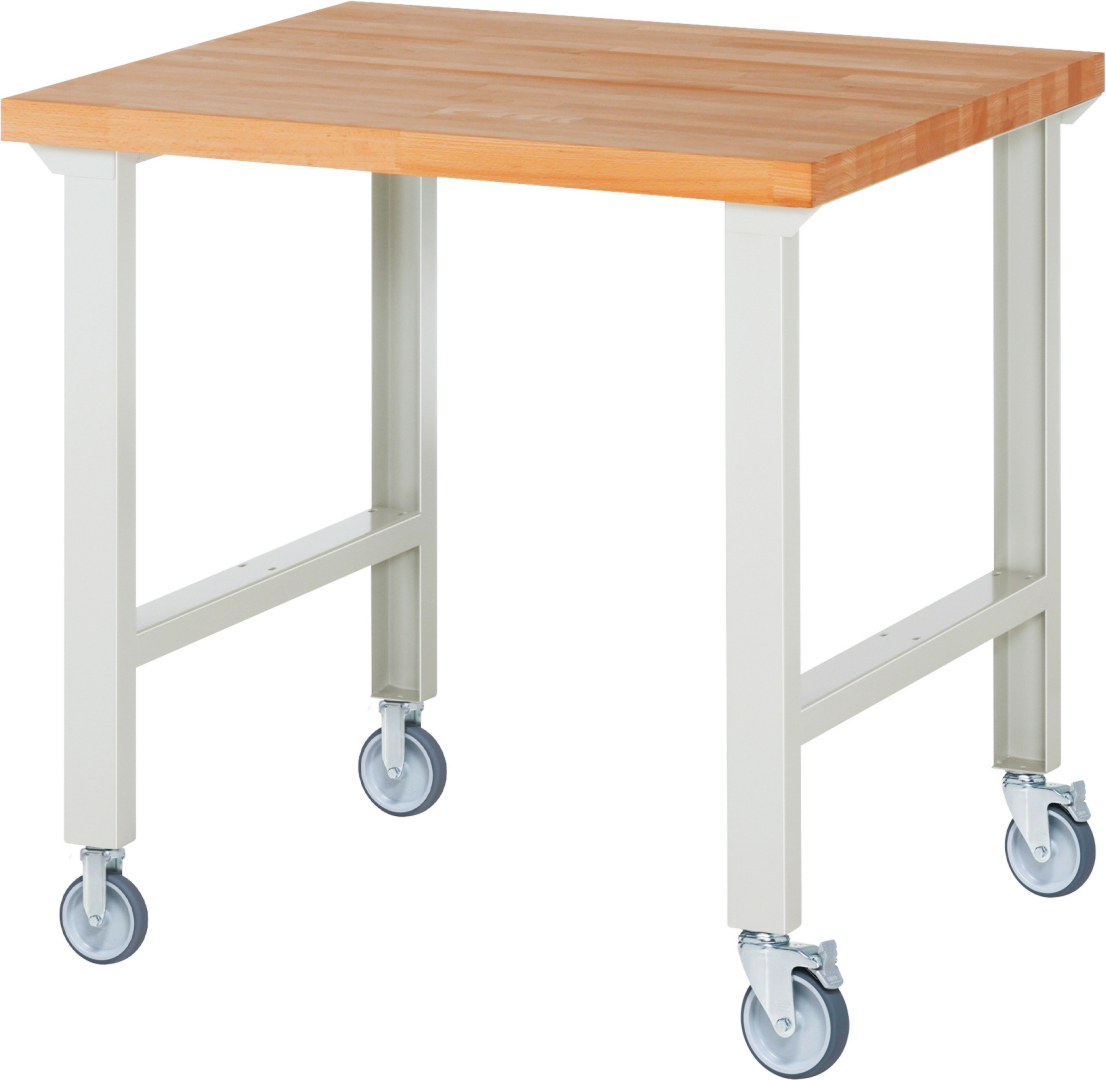 Fahrbare Werkbank Modell 7000,  BxTxH 1000x900x1000 mm,  Buche-Massiv Arbeitsplatte 40 mm
