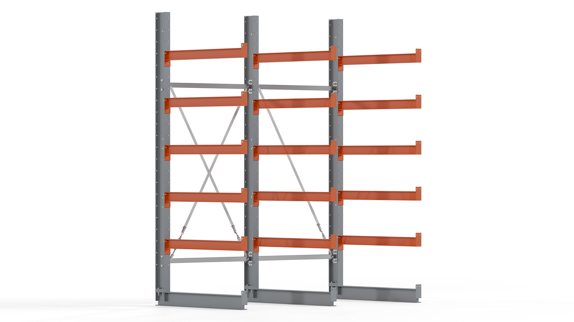 Kragarmregal KARL basic - lackiert - Breite: 200 cm - Höhe: 250 cm - Tiefe: 100 cm - Traglast je Kragarm: 450 kg - einseitig