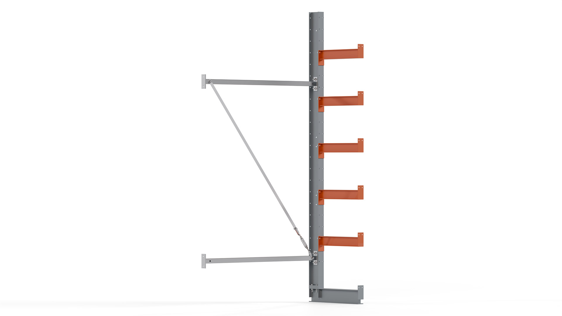 Kragarmregal KARL basic - Anbaufeld - Breite: 100 cm - Höhe: 250 cm - Tiefe: 62 cm - Traglast je Arm: 870 kg - einseitig