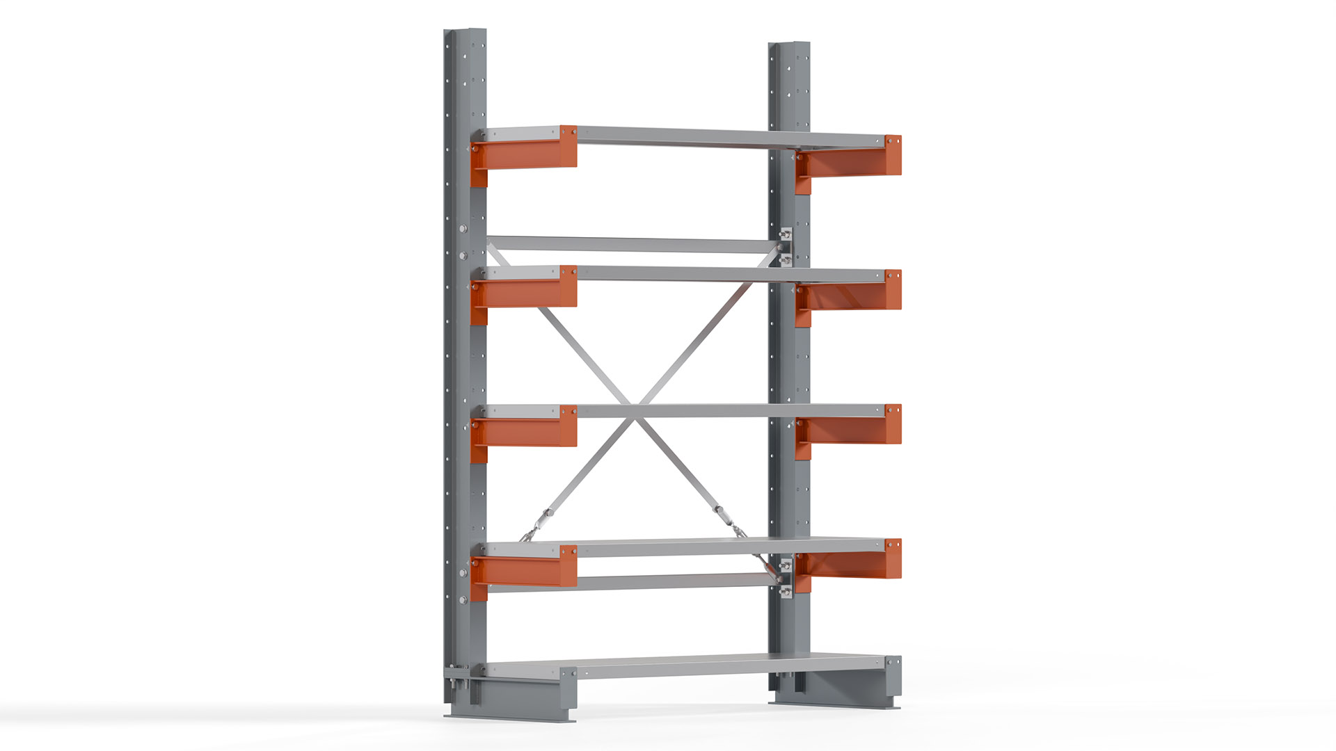 Kragarmregal KARL basic - lackiert - Breite: 128 cm - Höhe: 200 cm - Tiefe: 40 cm - Traglast je Kragarm: 1100 kg - einseitig