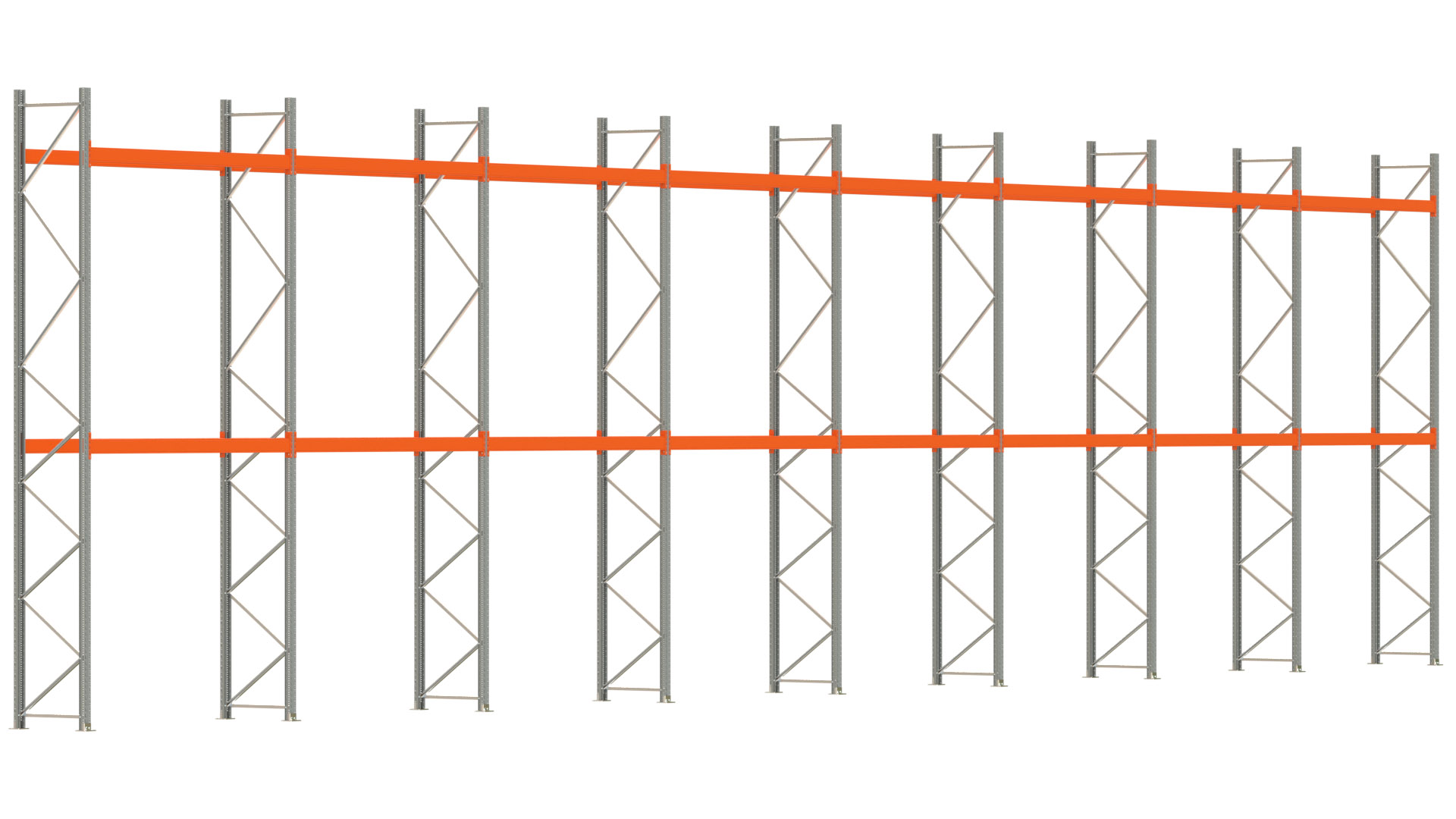 Palettenregal ARTUS - Breite 2236,5 cm - Höhe 550 cm - Tiefe 80 cm - Fachlast 3000 kg - 48 Palettenstellplätze