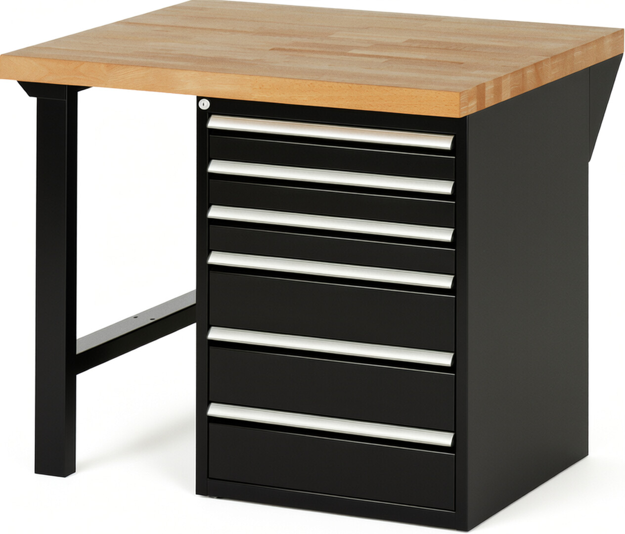 RAU Werkbank schwarz - Breite 100 cm - Tiefe 90 cm - Höhe 89 cm - Buche-Massiv Arbeitsplatte 40 mm