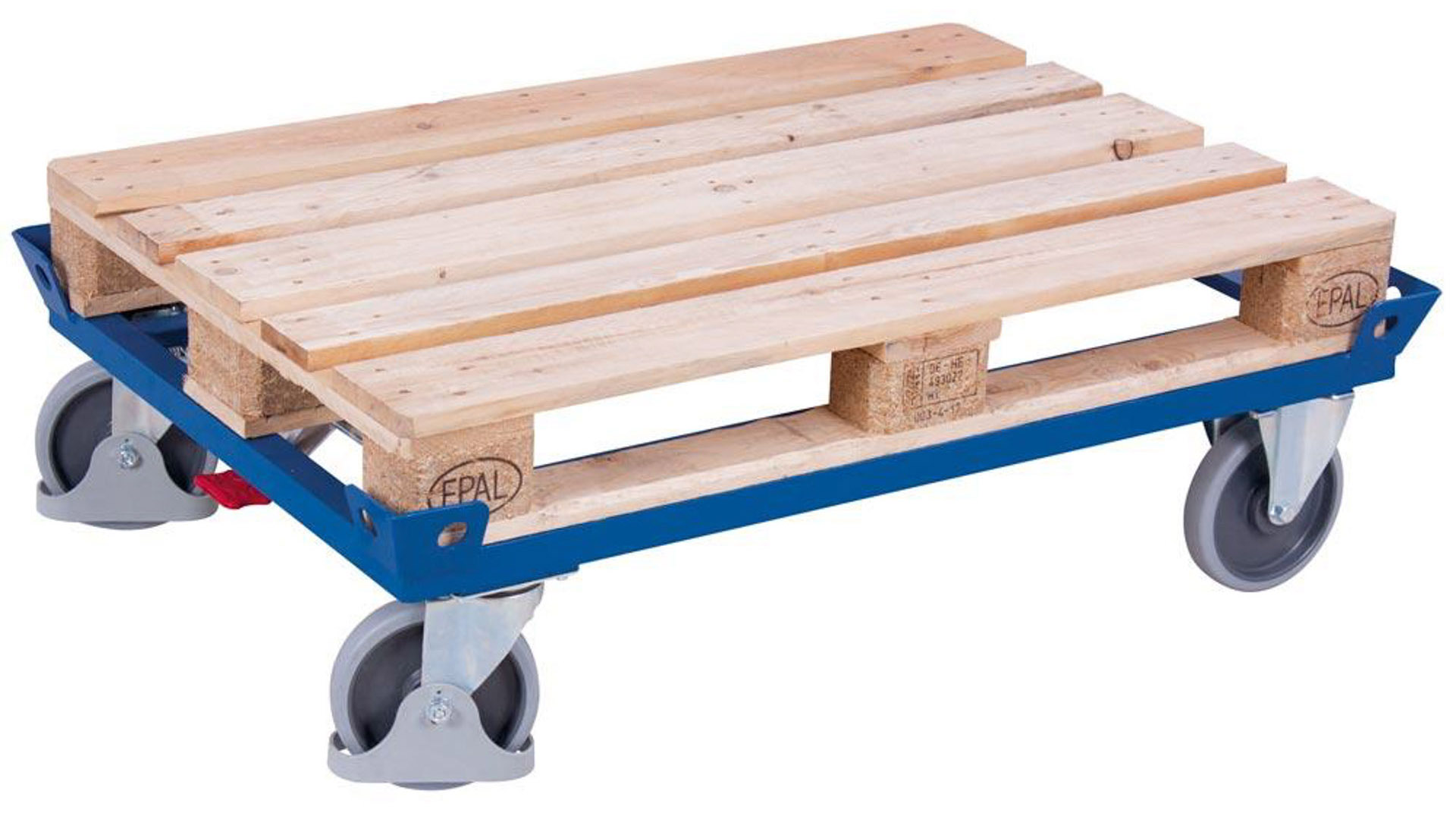 Palettenfahrgestell - Ladefläche 610 x 810 mm (BxT) - Traglast 500 kg - Zentralfeststeller