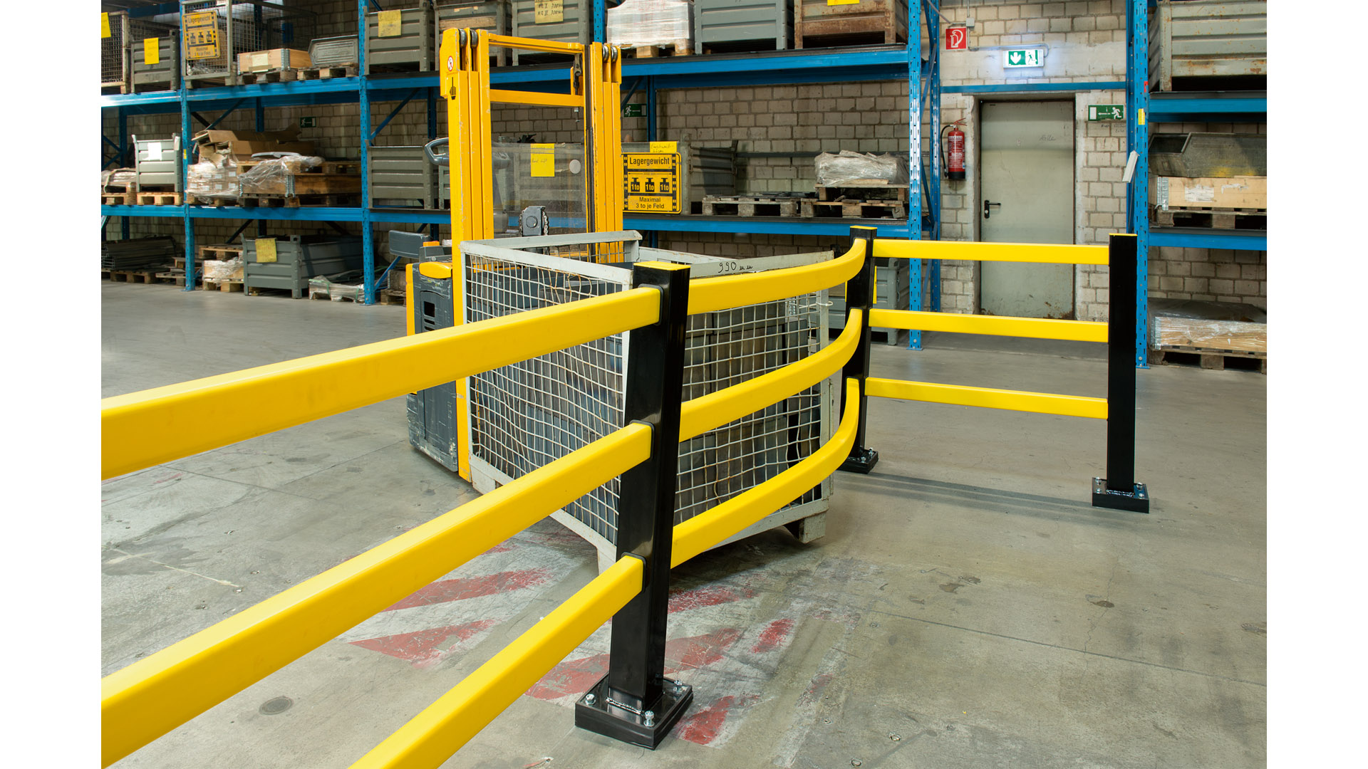 Hybrid-Rammschutz-Bodenbarriere, Querbalken, 74x52x5 mm, Kunststoff, gelb, Länge 1000 mm