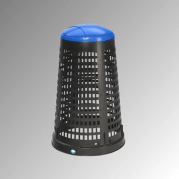Müllsackständer, Korbständer für Müllsäcke - Volumen 90 l - 880 x 525 mm (HxD) - Korpus schwarz - Deckel blau