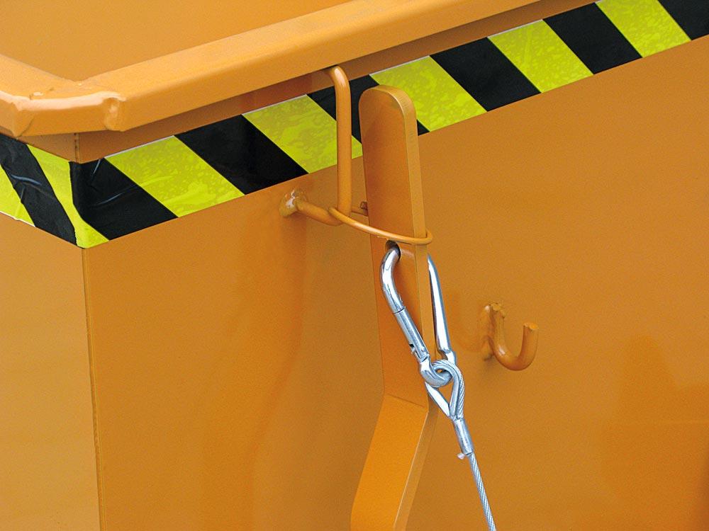 Kippbehälter in niedriger Bauhöhe, 1500 kg, LxBxH 1550x1300x750 mm, 1000 Liter, enzianblau