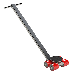 Transportfahrwerk lenkbar, Traglast 3000 kg, 1 Kassette, 4 Polyurethanrollen, Lenkstange