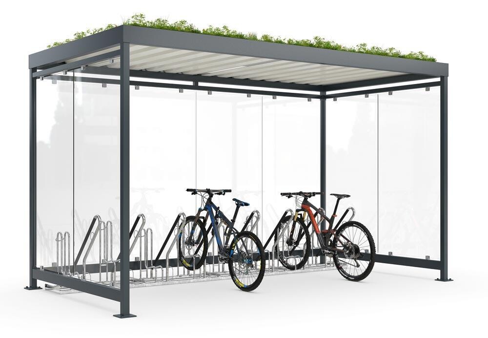 Fahrradüberdachung Set 9 - BxTxH 4195x2165x2510 mm - feuerverzinkt